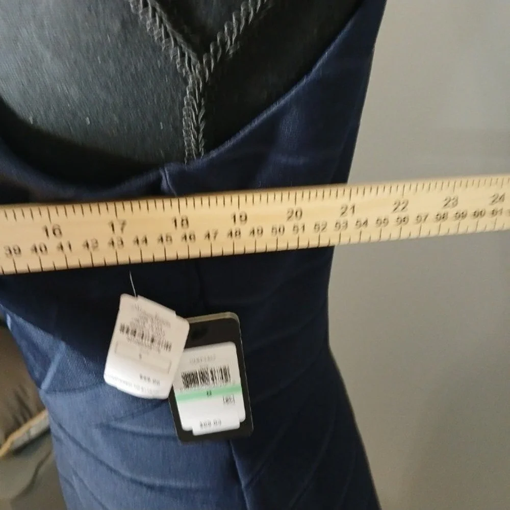 Guess Navy Blue Halter Lattice Neck Bandage Flare Cocktail Dress GDKP2467 Size 8 - Picture 9 of 13
